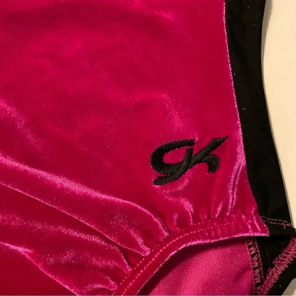 GK Elite Sportswear Hot pink velvet velour gymnastics leotard child adult SA
